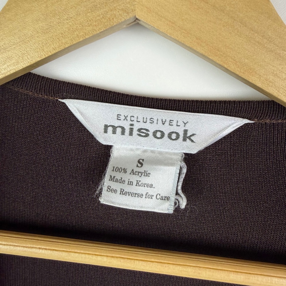 Misook Brown Open Front Duster Longline Cardigan Small Quiet Luxury Minimalist - Picture 6 of 8